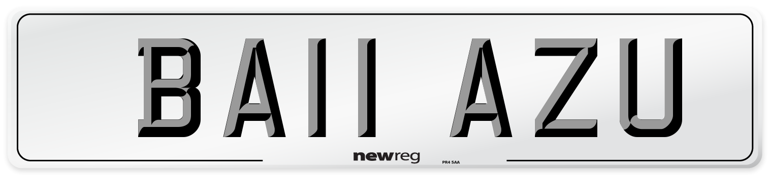 BA11 AZU Number Plate from New Reg